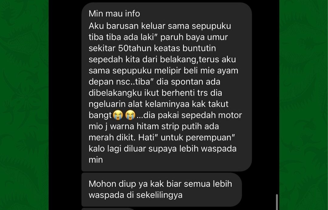 Netizen Ceritakan Aksi Tak Senonoh Pria Paruh Baya Pamer Alat Kelamin di Tuban