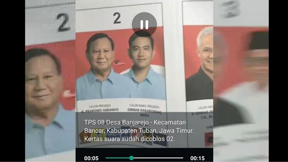 Beredar Video Amatir Diduga Surat Suara Capres-Cawapres Paslon 02 di Tuban Telah Dicoblos