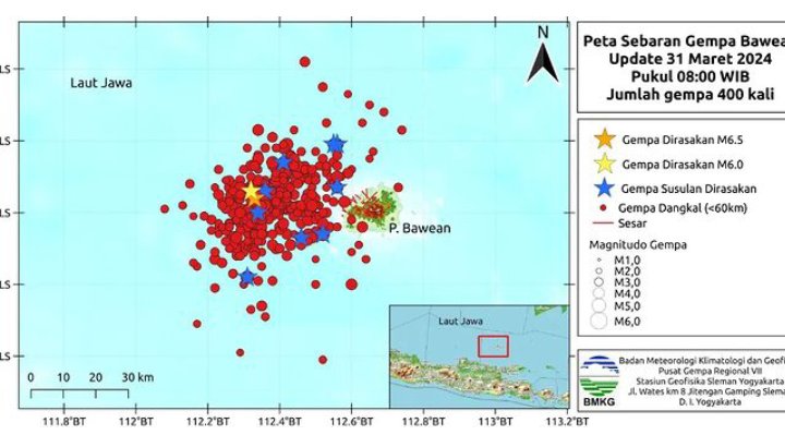 BMKG Catat 400 Kejadian Gempa Tuban Sejak 22 Maret hingga 31 Maret 2024