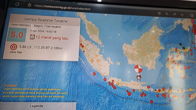 Gempa Bumi Kembali Terjadi di Timur Laut Tuban, Magnitudo 5.0 SR