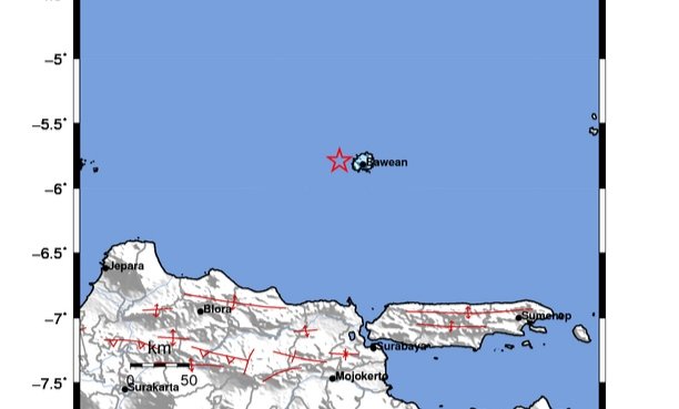 Gempa Magnitudo 4.3 di Timur Laut Tuban,  Dirasakan di Bawean