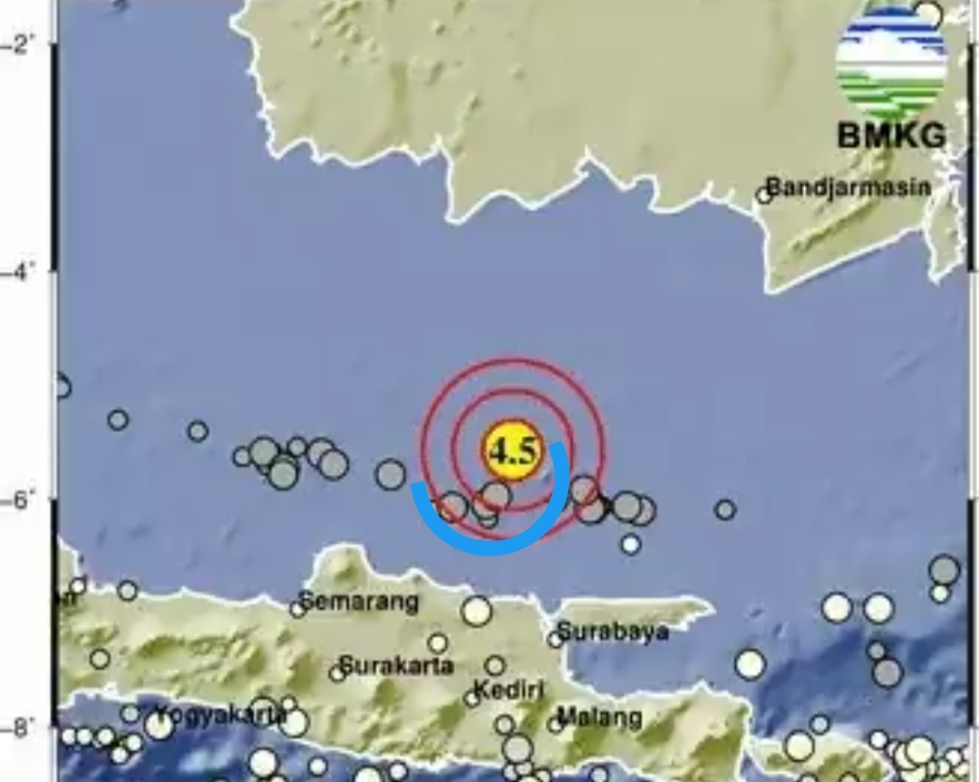 Gempa Mag 4.5 Guncang Timur Laut Tuban, Jawa Timur