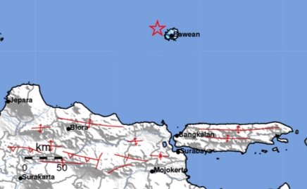 Gempa Bumi Magnitudo 4,2 Guncang Timur Laut Tuban Terasa di Bawean