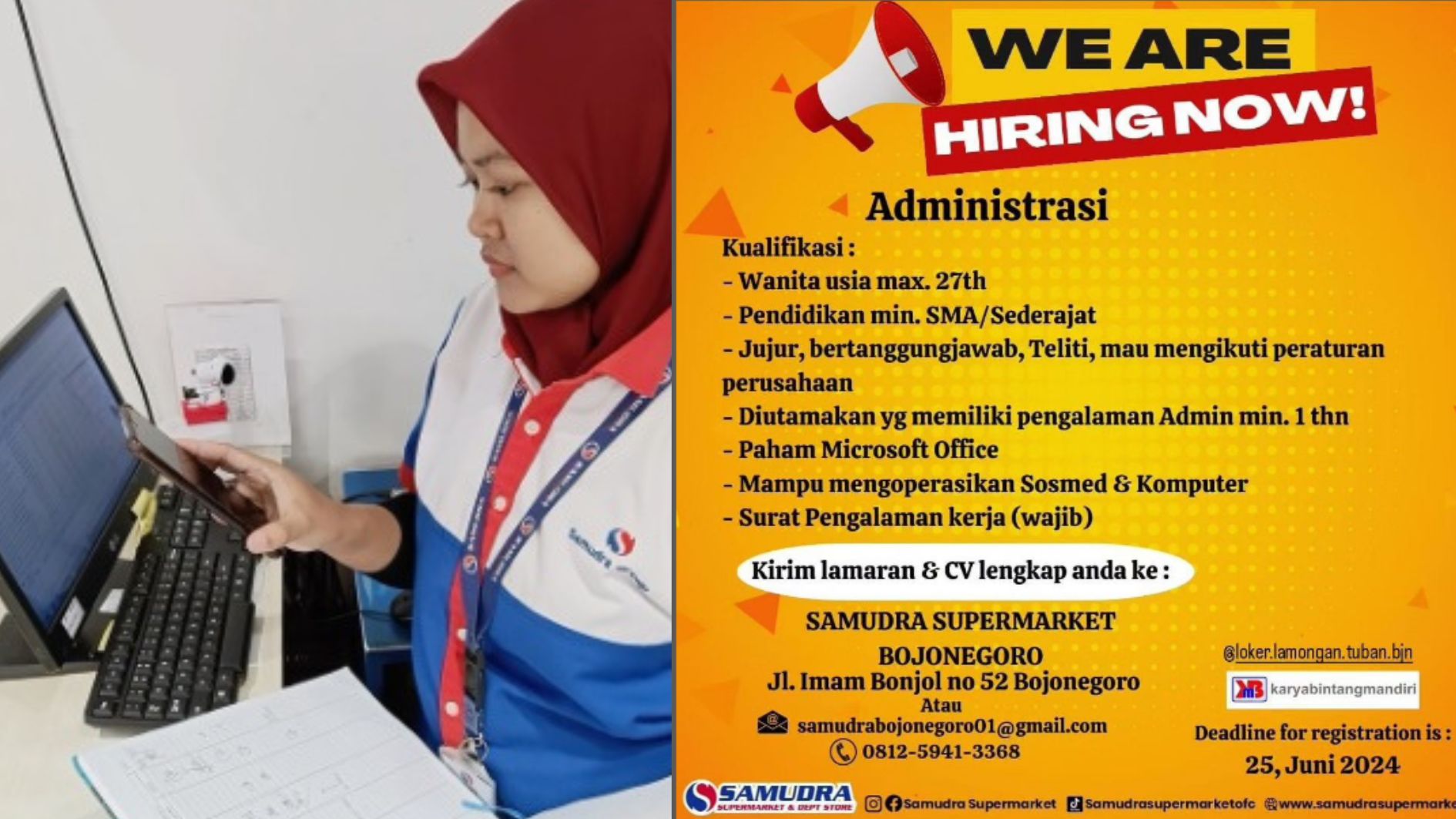 Lowongan Kerja Administrasi di Toko Modern Samudra Supermarket Bojonegoro