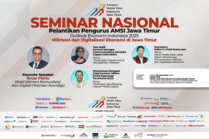 Pelantikan Pengurus AMSI Jawa Timur dan Seminar Nasional Dihadiri Wamen Komdigi