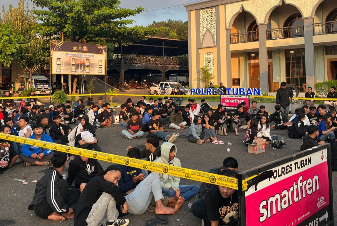 Ratusan Motor Konvoi Diamankan Polisi di Tuban, Termasuk Anak 12 Tahun