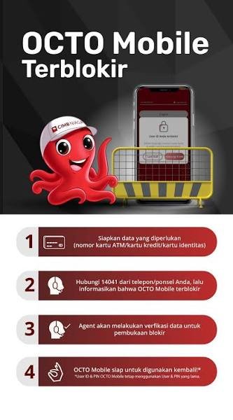 Cara buka blokir octo mobile salah pin 3 kali