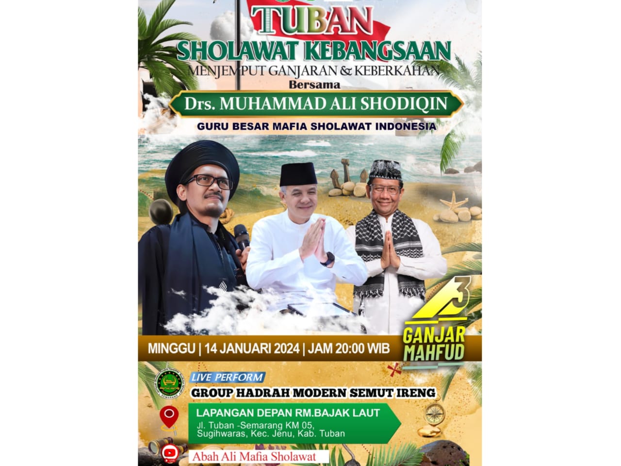 Shalawat Kebangsaan di Tuban Doakan Kemenangan Ganjar-Mahfud