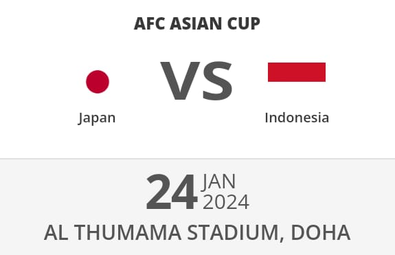 Head to Head dan Ranking Timnas Indonesia dan Jepang di FIFA
