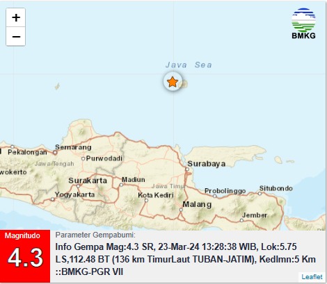 BMKG Catat 168 Gempa Susulan, Warga Tuban Diminta Tetap Tenang