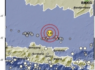 Gempa Kembali Guncang Perairan Timur Laut Tuban, Kali Ini Magnitudo 5.0 SR