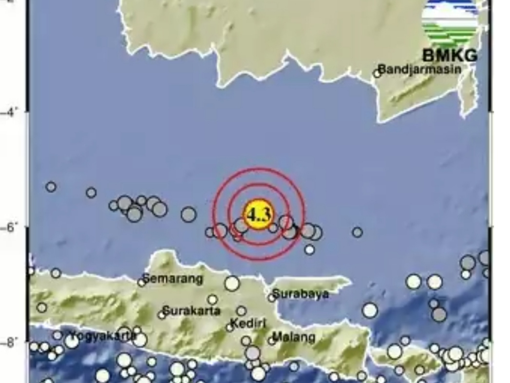 Gempa 4,3 Magnitudo Guncang Tuban, Jawa Timur
