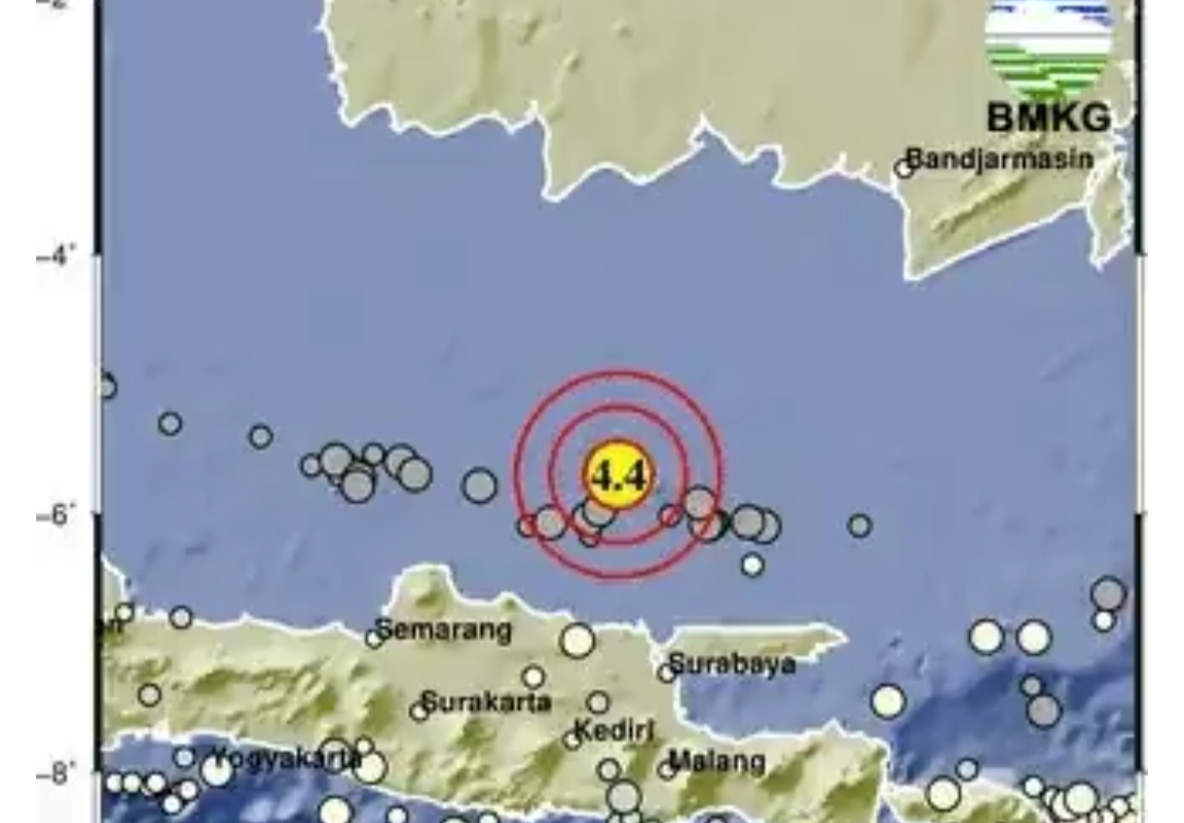 Gempa Magnitudo 4.4 Guncang Tuban Jatim Pagi Ini