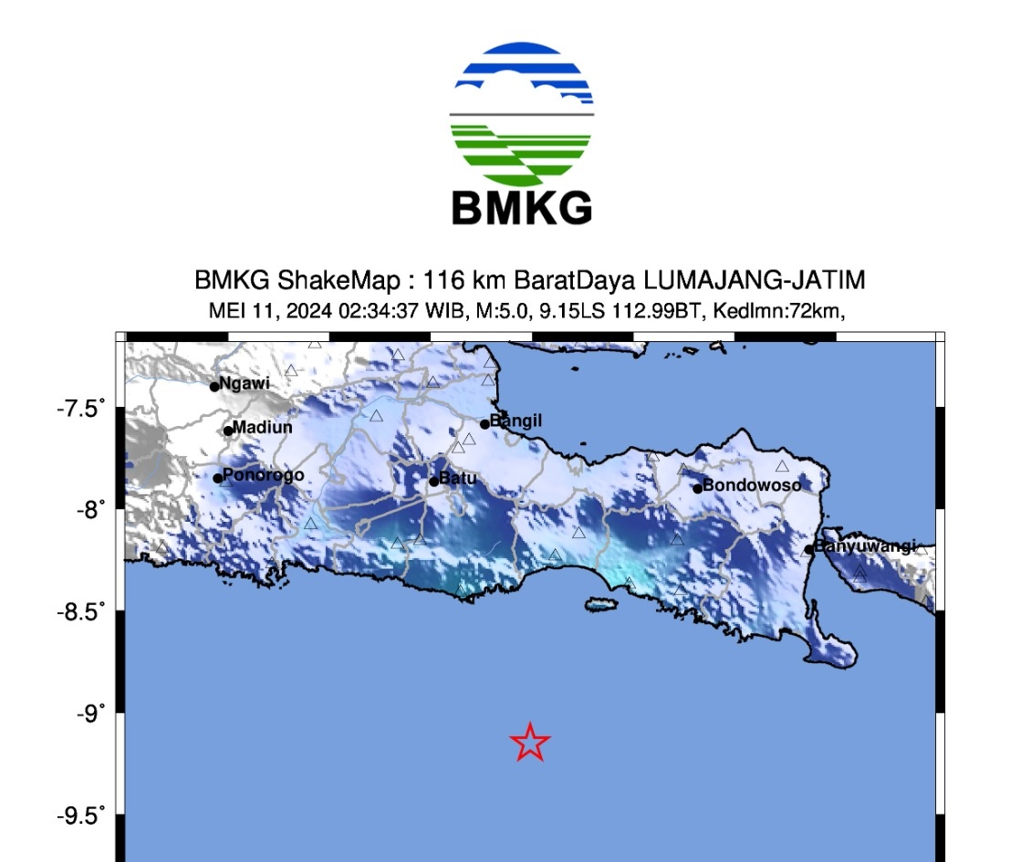 Gempa M5,0 Guncang Jember Terasa hingga Surabaya, Tak Potensi Tsunami