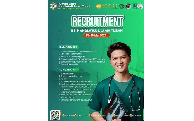 Lowongan Kerja Nakes Radiografer di RSNU Tuban, Intip Syarat dan Kualifikasinya