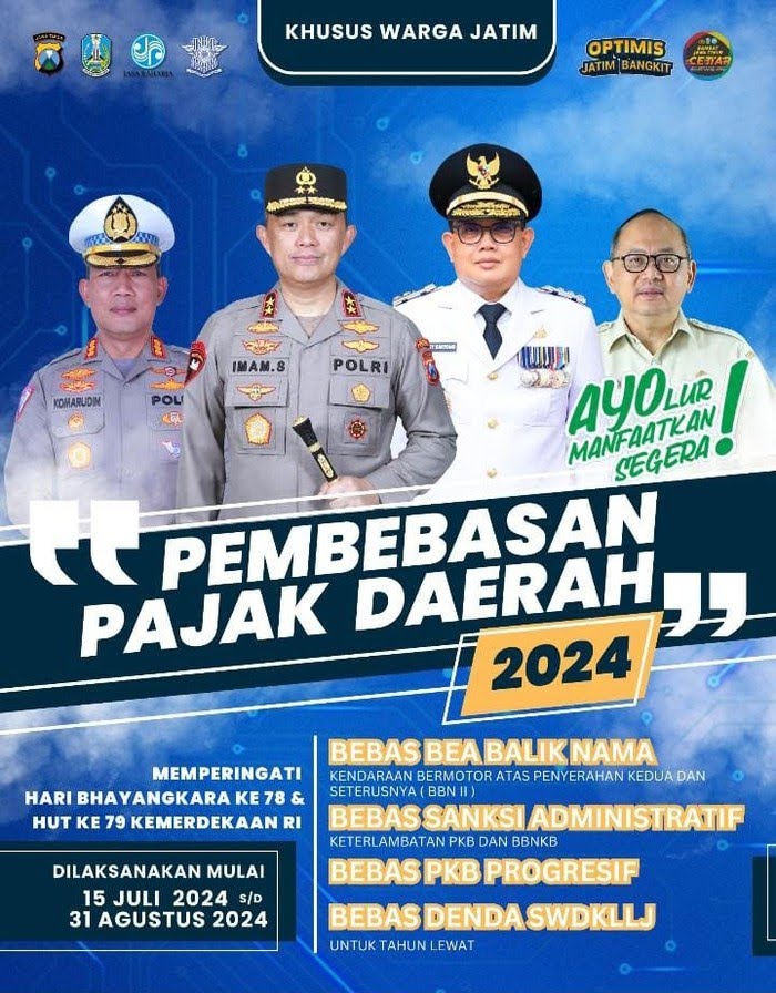 Pemutihan Pajak Kendaraan Bermotor di Jatim: Mulai 15 Juli hingga 31 Agustus