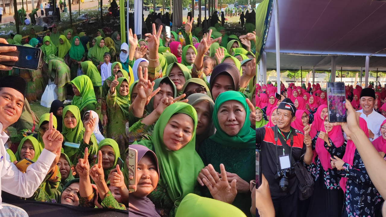 Khofifah, Gus Wafi, dan Lindra Sibuk Berfoto dengan Kader Muslimat di GOR Tuban