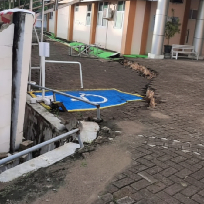 Tanggul Sungai Jebol, Bangunan Puskesmas Jatirogo Retak Digerus Air