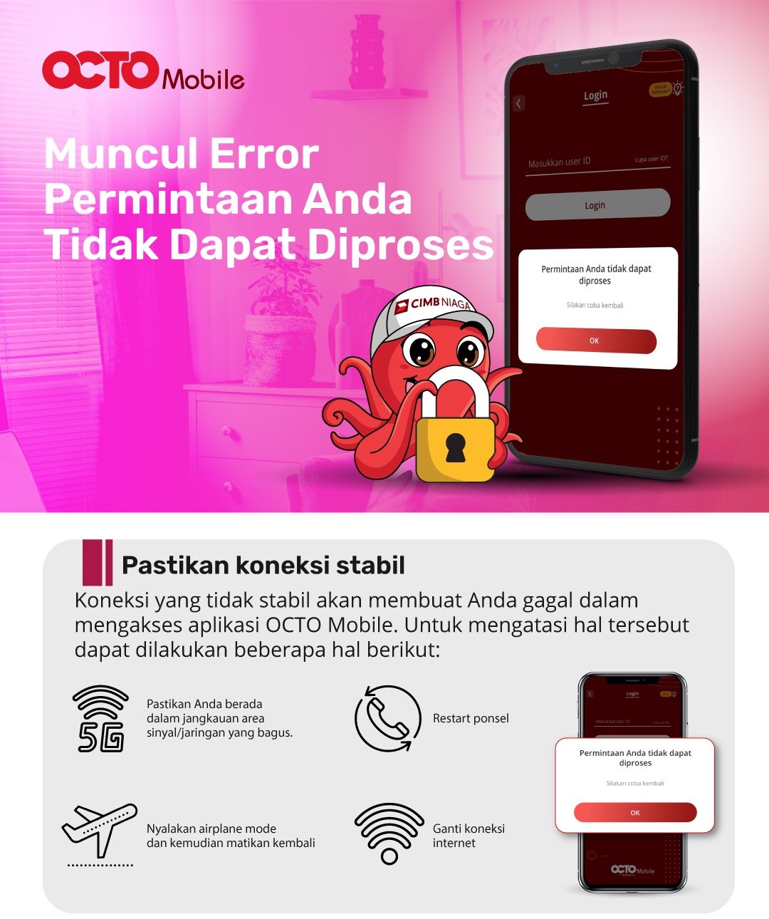 Octo mobile-mu terblokir? Jangan panik! Inilah dia tata cara membuka blokir akun octo mobile cimb niaga terblokir -Simak Berikut Penjelasannya