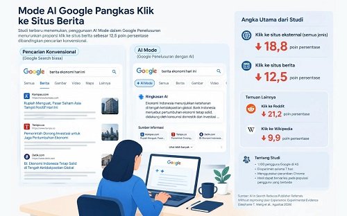 Mode AI Google Pangkas Klik ke Situs Berita...